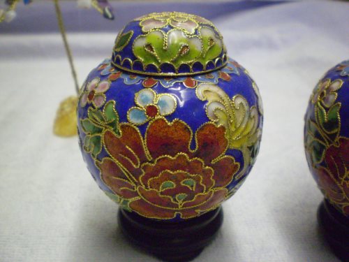 Cloisonne jar, floral design, approximately 3.8 in